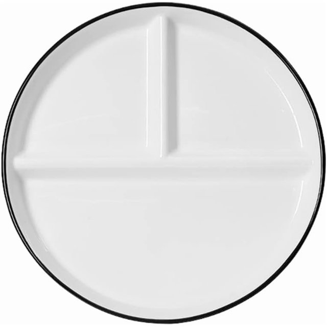 ABDFHE-Divided Porcelain Sectional Plates, Portion Control Plates for Adults Ceramic, Compartment Dinner Plates Perfect for Balanced Diet