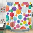 thumbnail image 3 of Colorful Polka Dot Shower Curtain for Kids Bathroom, Cute Rainbow Geometric Fabric Kid Shower Curtains Set, Bright White Girls Boys Childrens Restroom Decor Decorative with Hooks 72X 72 inch, 3 of 6
