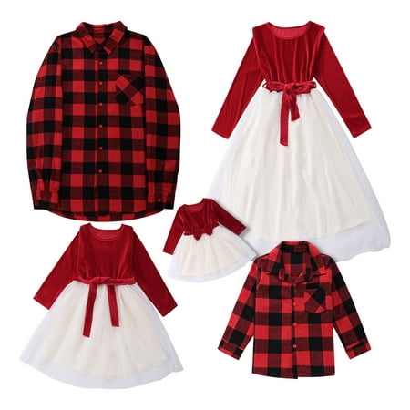 

Christmas Pajamas for Family Matching Sets Funny 2022 Xmas Pjs Plaid Print Holiday Sleepwear Soft Comfy Loungewear