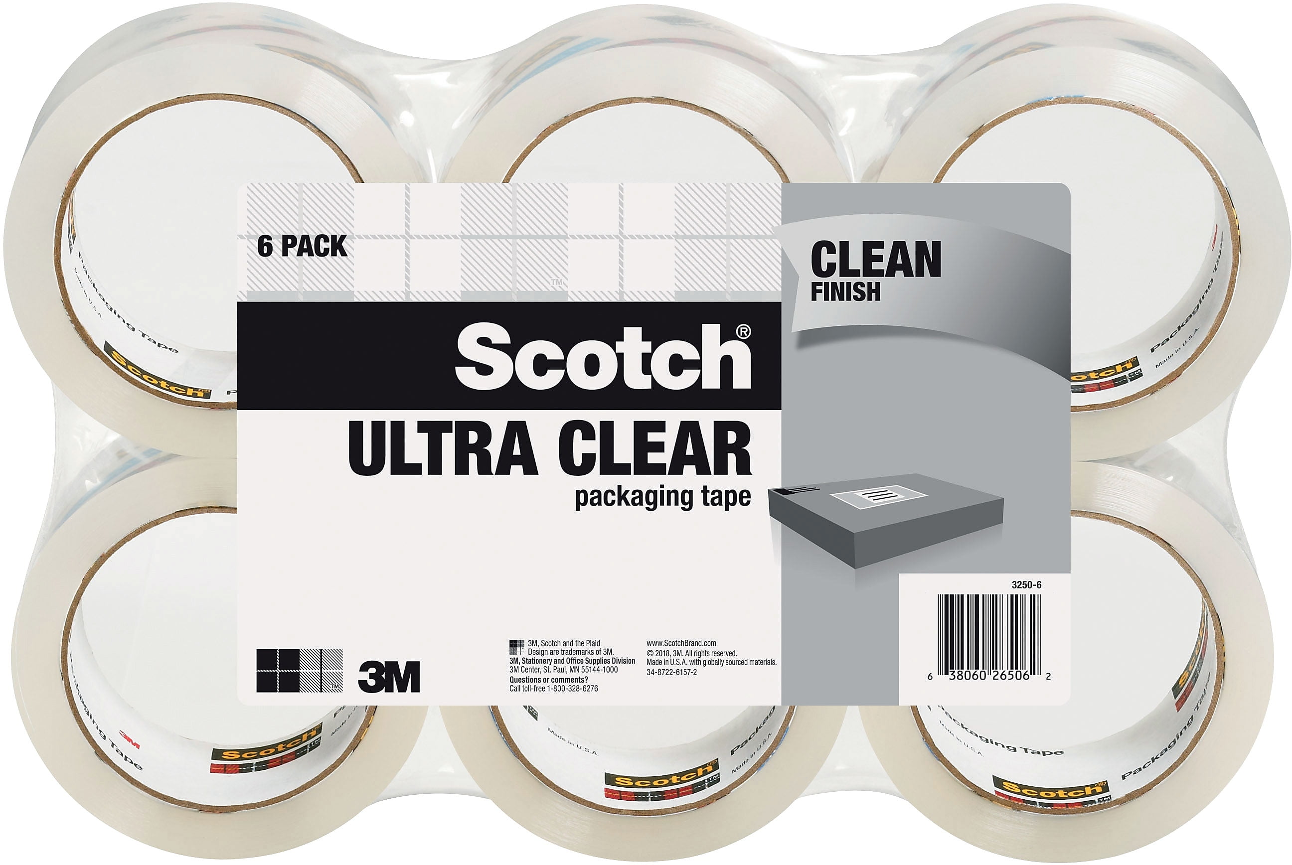 Scotch Ultra Clear Mailing Packaging Tape 1.88" x 54.6 yds. Clear 3250