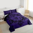 thumbnail image 3 of Homewish Spooky Gothic Skeleton Bedding Comforter Set,Ancient Baroque Print Twin Comforter Sets,Black Purple Bedding Set For Boys Girls,Breathable Home Decor Reversible,2pcs, 3 of 8