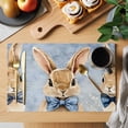 thumbnail image 2 of Happy Easter Placemats Set of 1, Watercolor Yellow Rabbits Spring Floral Leaf Gradient Blue Non-Slip Place Mats Washable Table Mats for Kitchen Dining Table Decorations Indoor/Outdoor, 2 of 9