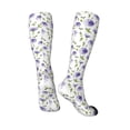 thumbnail image 4 of Fotbe Purple Chicory print Women's Men's Novelty Crew Socks Cotton Socks Knee High Socks for Walking,Running,Nurses,Pregnancy, 4 of 9