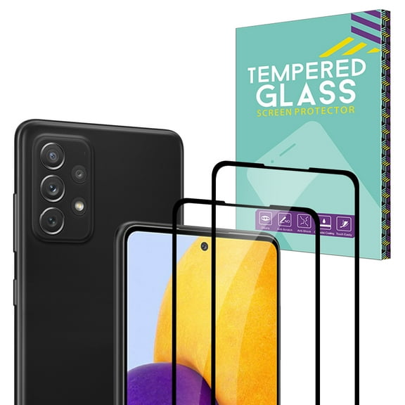 NIFFPD 2 Pack Screen Protector Designed for Samsung Galaxy A72 5G, Ultra HD Full Screen Tempered Glass, Black Border, Scratch Resistant, Easy Install