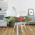 thumbnail image 6 of Round Tablecloth Fitted Table Cloth with Elastic Edge for Round Table, Flower Palm Leaf Circular Tablecover Waterproof Wipeable Tables Linen, Fits Tables up to 36" - 42" Diameter, 6 of 6