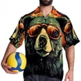 thumbnail image 4 of Vintage Bear Men's Short Sleeve Poplin Shirt, Casual Printed Button Down Top for Summer Beach, Spread Collar Unisex Beach Shirt, 4 of 6