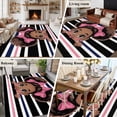 thumbnail image 5 of 6'x9' Area Rugs, Black Pink Stripes Indoor Outdoor Area Rug for Living Room Bedroom, Cartoon Funny Cute Bow Girl Striped Washable Bathroom Rugs Kitchen Floor Carpet Mats Home Decor Aesthetic, 5 of 8