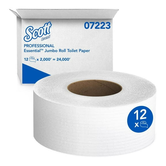 Kimberly-Clark 07805 White SCOTT JRT Jr. Bathroom Tissue, 2 Ply, 3.55" W x 2000' L Pack of 12