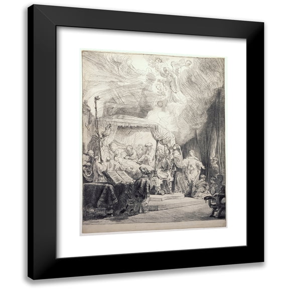 Rembrandt van Rijn 12x14 Black Modern Framed Museum Art Print Titled - The Death of the Virgin (C.1639)