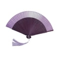 thumbnail image 2 of Abanico plegable de mano, clásico oriental, ligero, de bambú, ideal para fiestas y festivales. Violeta, 2 of 9