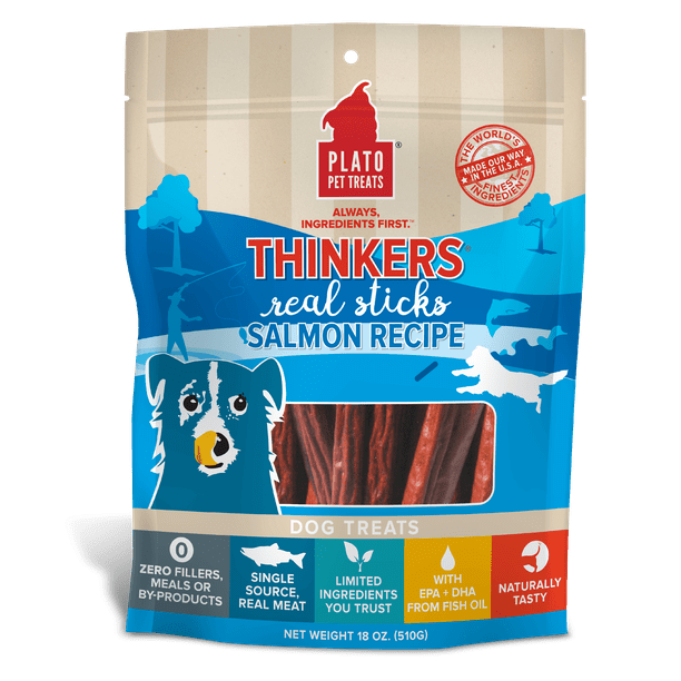 Plato Pet Treats Thinkers Salmon Dog Treats, 18 Ounce