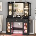 thumbnail image 7 of FANRAL 41.5" Large Vanity with Mirror and Lights,Makeup Vanity with RGB Cabinets & Charging Station,Black Vanity, 7 of 7