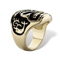thumbnail image 2 of Men's Two-Tone Gold Ion-Plated Tribal Skull Ring in Antiqued Stainless Steel, 2 of 3