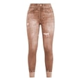 thumbnail image 7 of Pants Women, Women's Pants High Waisted Stretchy Jeans, Slim Fit Cuffed Hem Skinny Cropped Denim Pants with Pockets for Casual Daily Brown L, 7 of 7