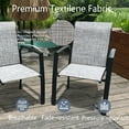 thumbnail image 4 of Lisonu Heavy-Duty Patio Chairs Set of 2, 400 LBS Capacity All-Weather Outdoor Dining Chairs, Rust-Proof E-Coated Metal Frame for Garden & Deck, Black & Gray, 4 of 13