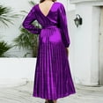 thumbnail image 5 of IROINNID Maxi Dress for Women V Neck Long Sleeve Solid Color Party Evening Dresses Reduced,Purple, 5 of 9