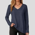 thumbnail image 6 of Godom V Neck T Shirts for Women Long Sleeve Tops Solid Color Tee Casual Shirts, 6 of 7