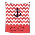 thumbnail image 1 of ABPHQTO Live the Life You Love, Coral y blanco Chevron Zig Zag Pattern con ancla Dormitorio Sala de estar Arte Tapiz para colgar en la pared Tamaño 130x150 cm, 1 of 1