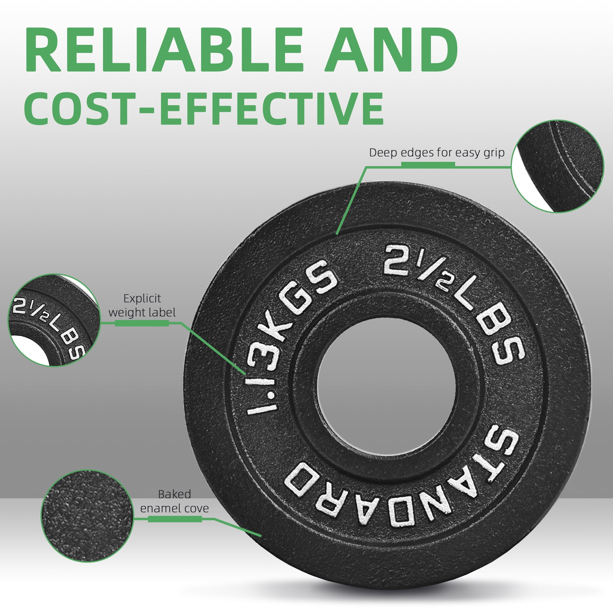BalanceFrom Classic Cast Iron Weight Plates for Strength Training, 2-Inch, 2.5-Pound, Single