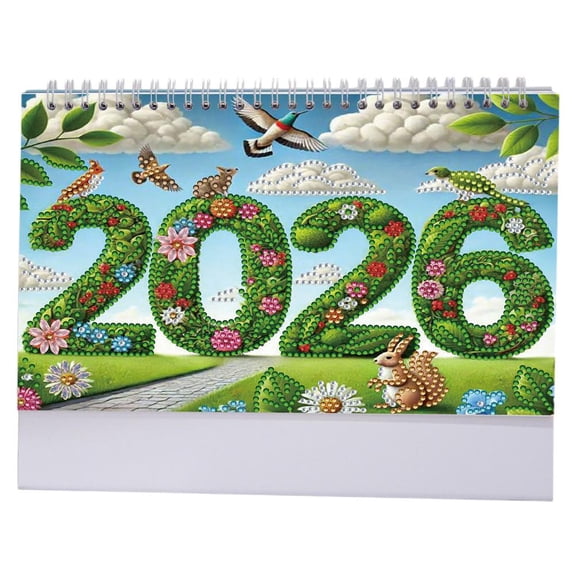 DIY Diamond Art Calendar 2026,2026 Diamond Art Painting Desk Calendar Ornament,12-Month from Jan 2026 to Dec,Monthly Flip Desktop Calendar Planner for Office Home Decoration