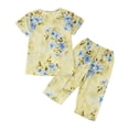 thumbnail image 4 of Gunia Womens Capri Pajama Sets Floral Print Pajama Short Sleeve Top And Cropped Pants Summer Soft Comfy Nightwear Outfit Womens Summer Pajamas Sleepwear Pjs L-2Xl, 4 of 7