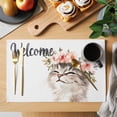 thumbnail image 2 of Cat Flower Placemats Set of 6 Spring Cute Idyllic Animal Garland Floral Place Mats Indoor Wipeable Table Mats Washable Cloth Dining Table Placemats for Kitchen Holiday Party Home Decor 13x19 Inch, 2 of 9