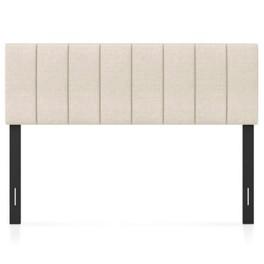 Resenkos Headboard, Linen Upholstered Headboard with Solid Wood Legs and Adjustable Width-Beige