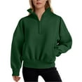 thumbnail image 2 of larppty Womens Half Zip Oversized Sweatshirts Fleece Hoodies 2025 Trendy Long Sleeve Pullover Tops Y2k Fall Outfits (Green, S), 2 of 8