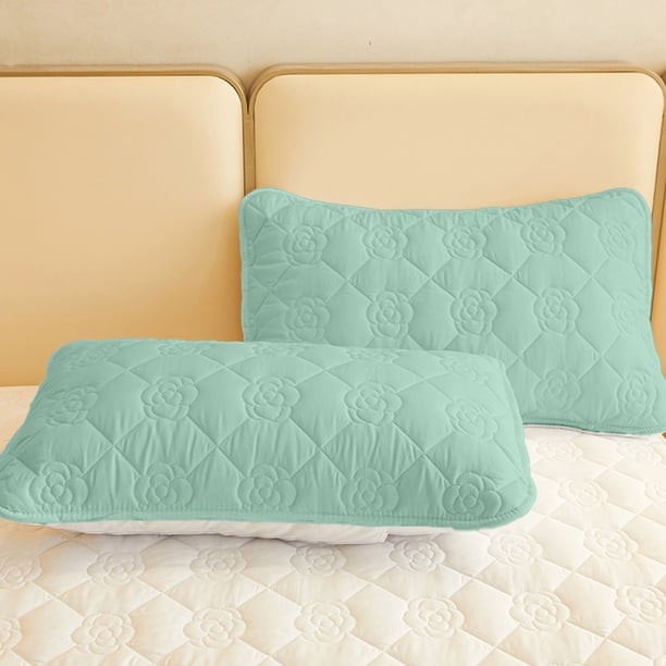 Par de fundas de almohada de 48 x 74 cm (18,8 x 29 pulgadas), impermeables y gruesas, funda protectora de colchón, funda de almohada lavada (sin núcleo), funda de almohada de algodón lavado.