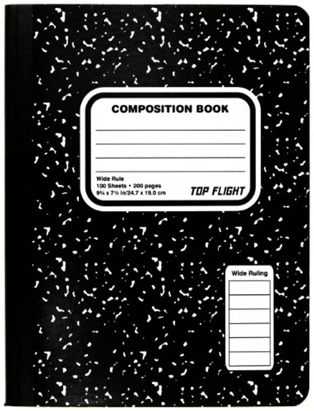 Emraw Black & White Marble Style Cover Composition Book with 100 Sheets of 2487 