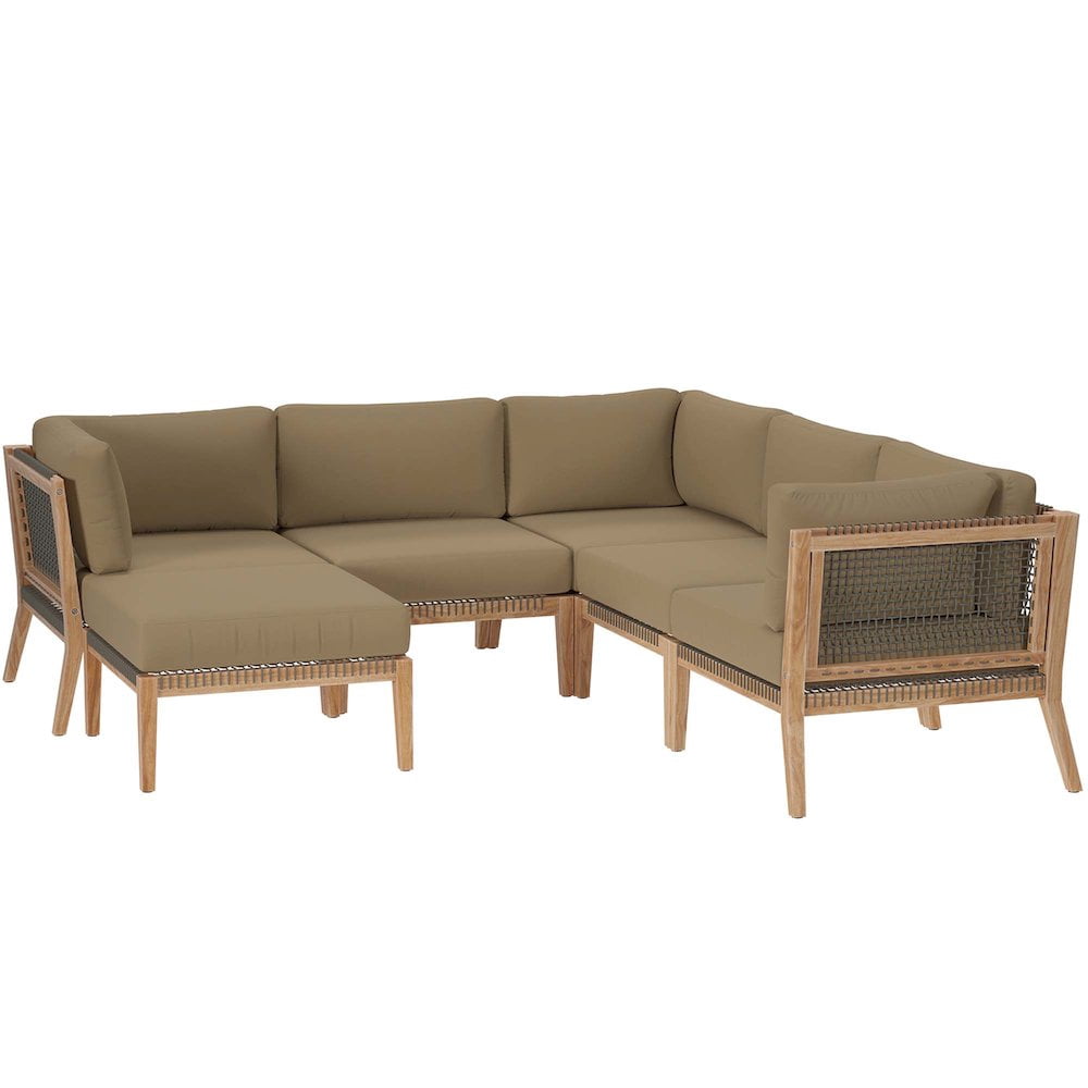 Perla Outdoor 9 Seater Teaked Acacia Wood Sectional Sofa Set with