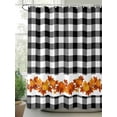 thumbnail image 2 of Fall Shower Curtain Pumpkin Shower Curtains for Bathroom Thanksgiving Decor, Waterproof Polyester Shower Curtain Set with Hooks, Standard Size 72" x 72" Maple Leaves Black White Plaid, 2 of 6