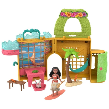 Disney Princess Moana Storytime Stackers Doll House with Small Doll, Animal Friend & 9 Accessories