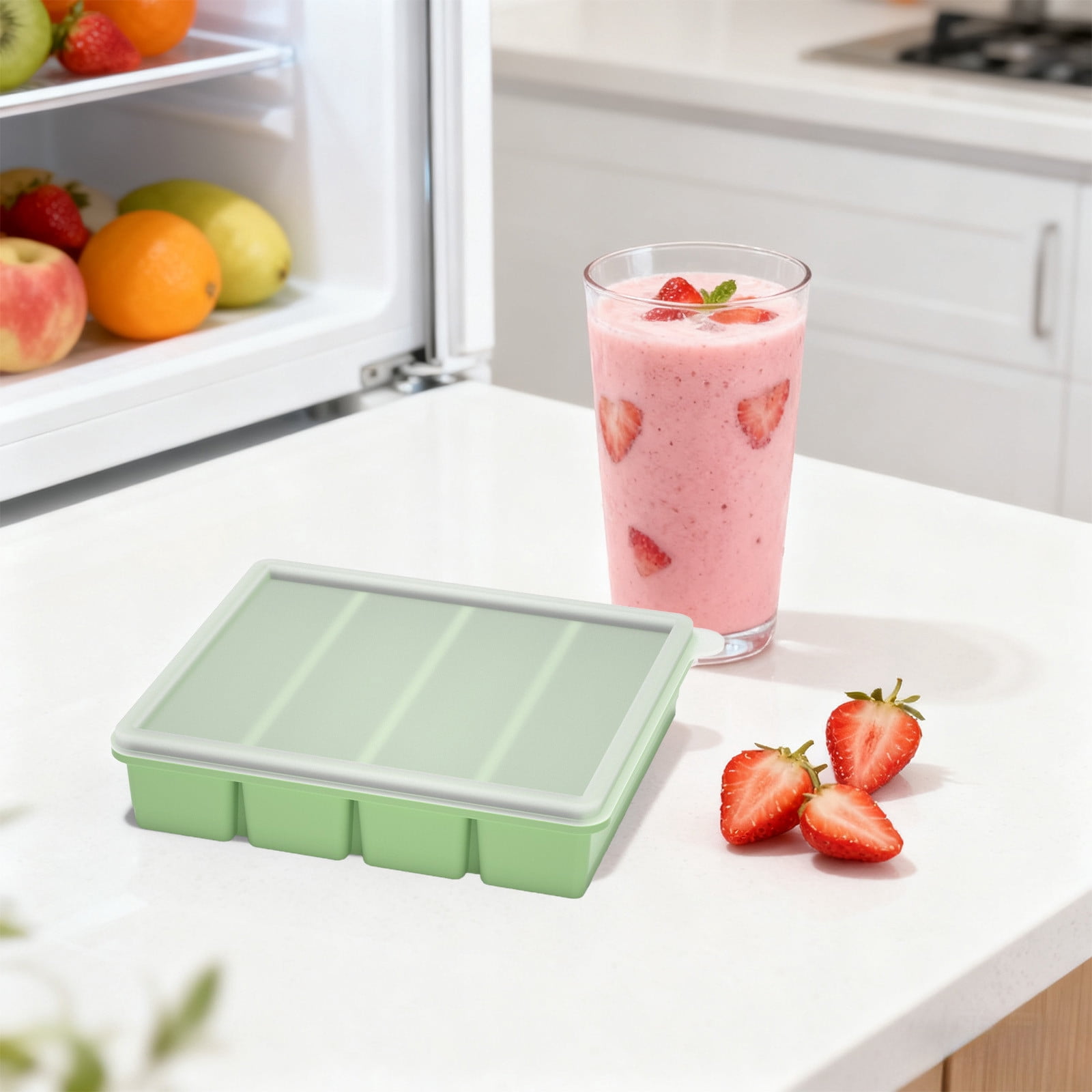 Yannianjz Large Ice Cubes Silicone Molds, Food Grade BPA-Free Ice Tray, Ice Making Box with Lid for Refrigerator, Freezer, Household