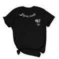 thumbnail image 5 of Stars Moon Funny Graphic Tees for Women Round Neck Short Sleeve Casual Fall Tops Fall Shirts Black M, 5 of 6
