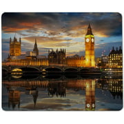 Yeuss just After Sunset Rectangular Non-Slip Mousepad The Westminster Palace and The Big Ben clocktower by The Thames