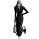 thumbnail image 4 of Vestido de cola de pez de manga larga, vestido de cintura delgada, vestido ajustado elegante para mujer para otoño e invierno, 4 of 8