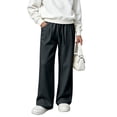 thumbnail image 2 of SDNall Girls Drawstring Wide Leg Sweatpants, Solid Color Elastic Waist Casual Trousers for School Sports, Fall Winter Daily Causal Pants 4-16 Years, 2 of 7