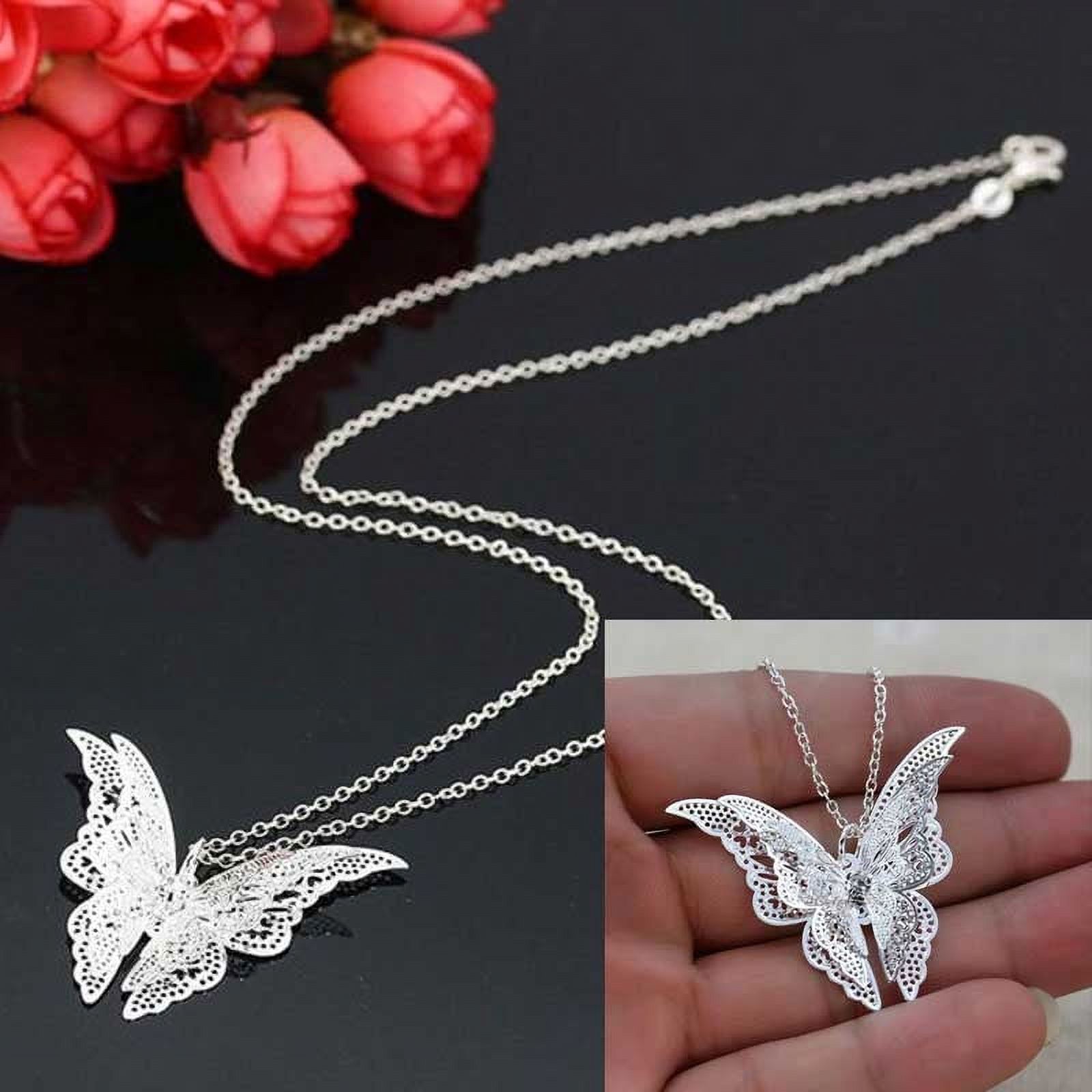 Deals of the Day,Jovati Women Pendant Lovely Silver Butterfly Pendant Chain Necklace Alloy Jewelry Gift on Clearance - image 4 of 4