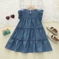 thumbnail image 2 of Toddler Girl Dress Ruffled Denim Skirt Dress Blue Dress for Girls Fancy Dress Little Girl Clothes 2-3 Years, 2 of 5