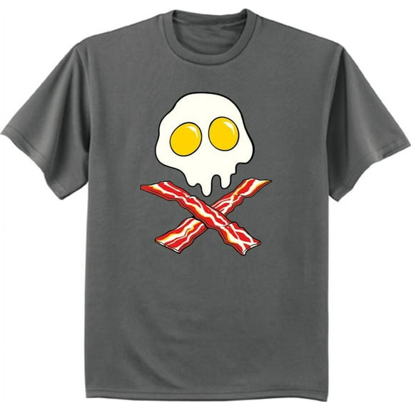Bacon Eggs Skull Crossbones Funny T-shirt Mens Graphic Tee
