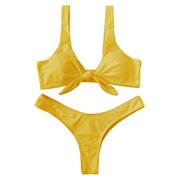 LANGSTAR Women's Sexy Bikini Swimsuit Tie Knot Front Swimwear Set 2 Piece Bathing Suits Mustard