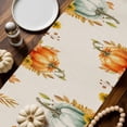 thumbnail image 2 of Thanksgiving Pumpkin Cotton Linen Table Runner, Washable Table Runners for Kitchen, Dining Room, Holiday, Home Party Table Decor, 13x72 Inches, 2 of 9