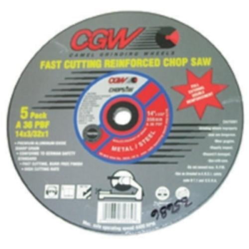 Type 1 Chop Saw Blade Double Reinforced Dr & Single Reinforced Sr 14 X 3 32 X 1 A36p... by Camel Grinding Wheels