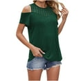 thumbnail image 1 of Mgmyaa T-Shirts pour Femmes Épaules Dénudées Col Rond Manches Courtes Blouse Tops, 1 of 8