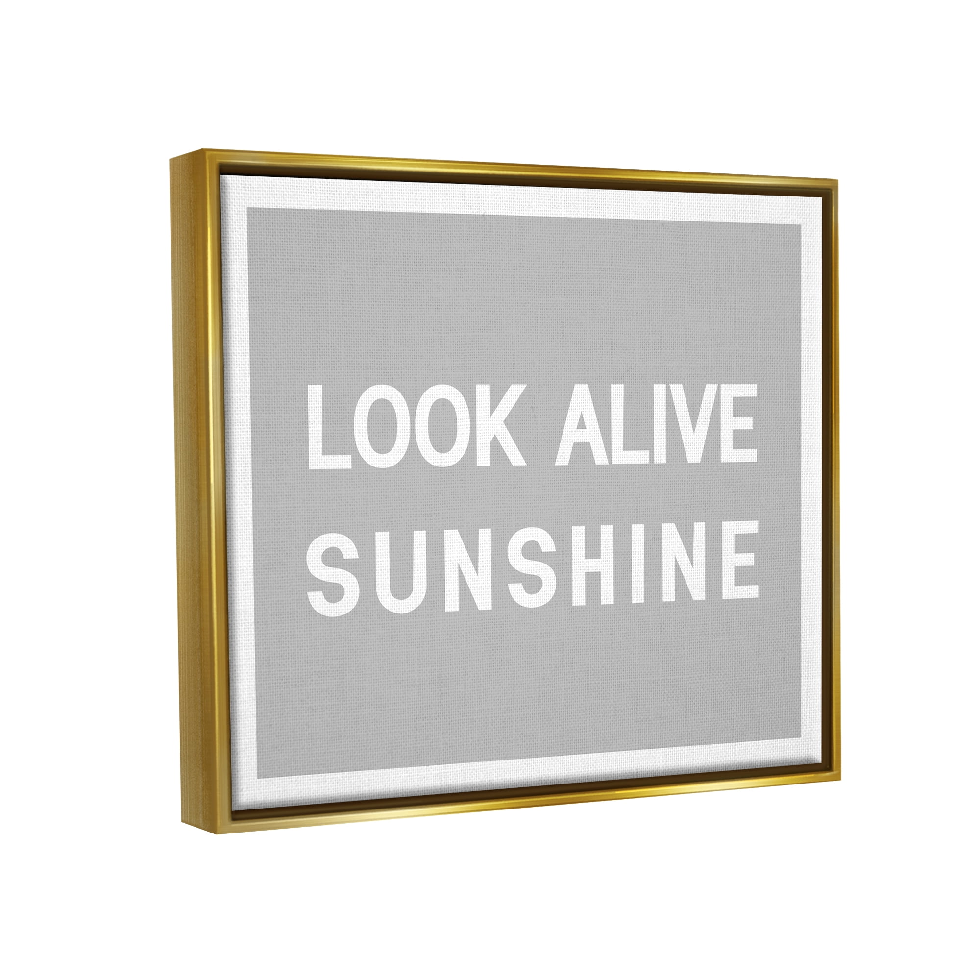 Stupell Industries Look Alive Sunshine Simple Grey Inspirational Painting Gold Floater Framed Art Print Wall Art