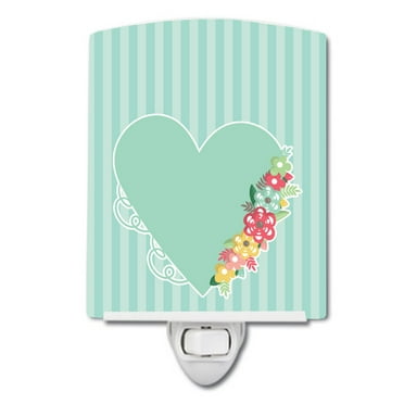 Caroline's Treasures BB8773CNL Heart and Flowers #2 Ceramic Night Light, 6x4x3", multicolor