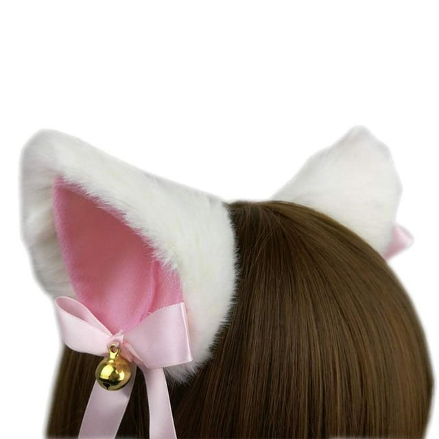 Pinzas para el pelo con orejas de gato, horquillas, accesorios para el pelo de Anime, Lolita, cosplay, tocado de orejas de gato Neko, accesorios para el pelo de Halloween, blanco, rosa, talla única
