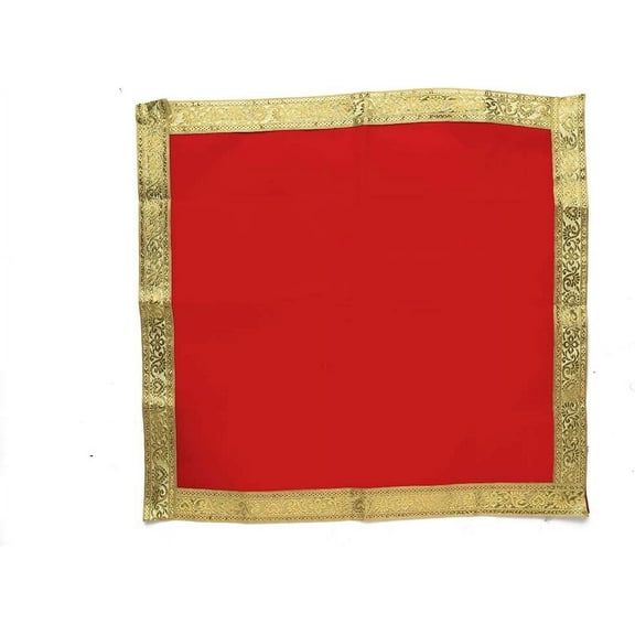 Red Pooja Mat Aasan Puja Aasan Cloth ( Size:-18 Inches X 18 Inches,) for New year Gifts Multipurpose Pooja Decorations Item & Article & Gifting