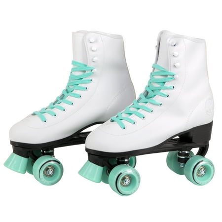 C7 Classic Roller Skates | Retro Soft Boot With Faux Leather | Speedy Quad Style For Men, Women And Kids (Mint / Youth 1)
